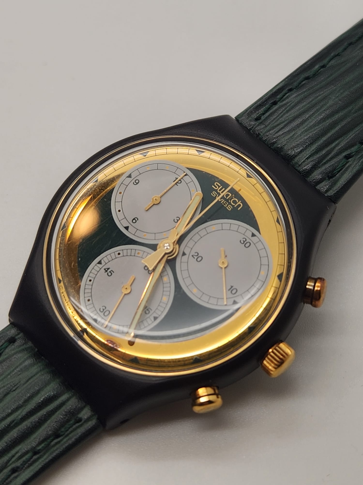 Swatch Rollerball Chronograph SCB107 37mm Green Dial - 1992 Vintage NOS